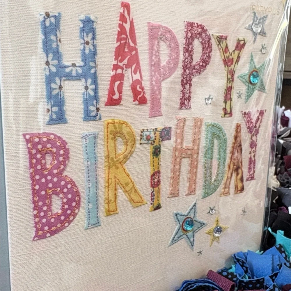 🆕Papyrus Fabric Embroidered Birthday Greeting Card